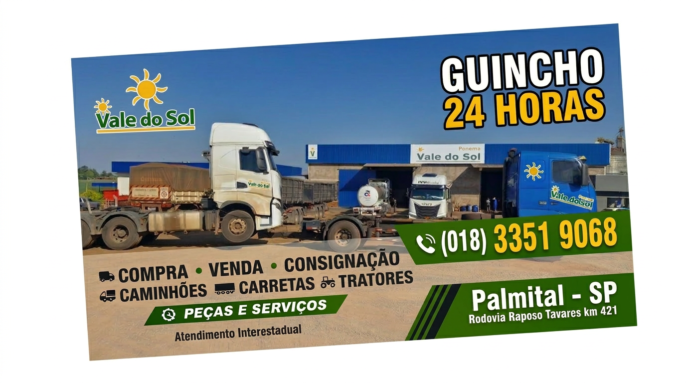 Guincho 24 Horas — Vale do Sol — (18) 3351-9068 — Palmital-SP